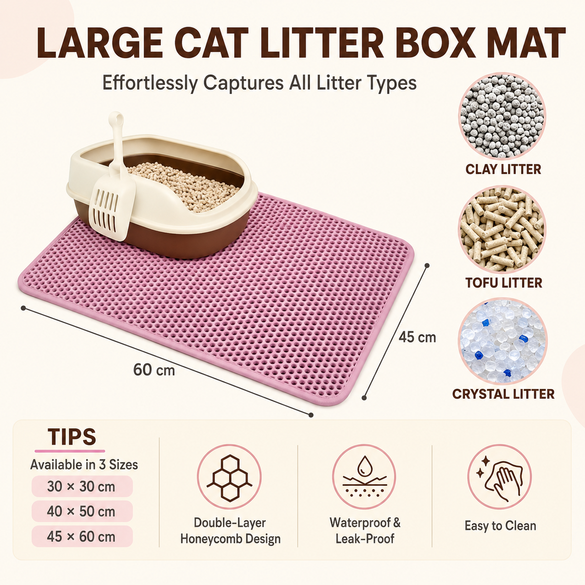 Double-Layer Waterproof Cat Litter Trapping Mat