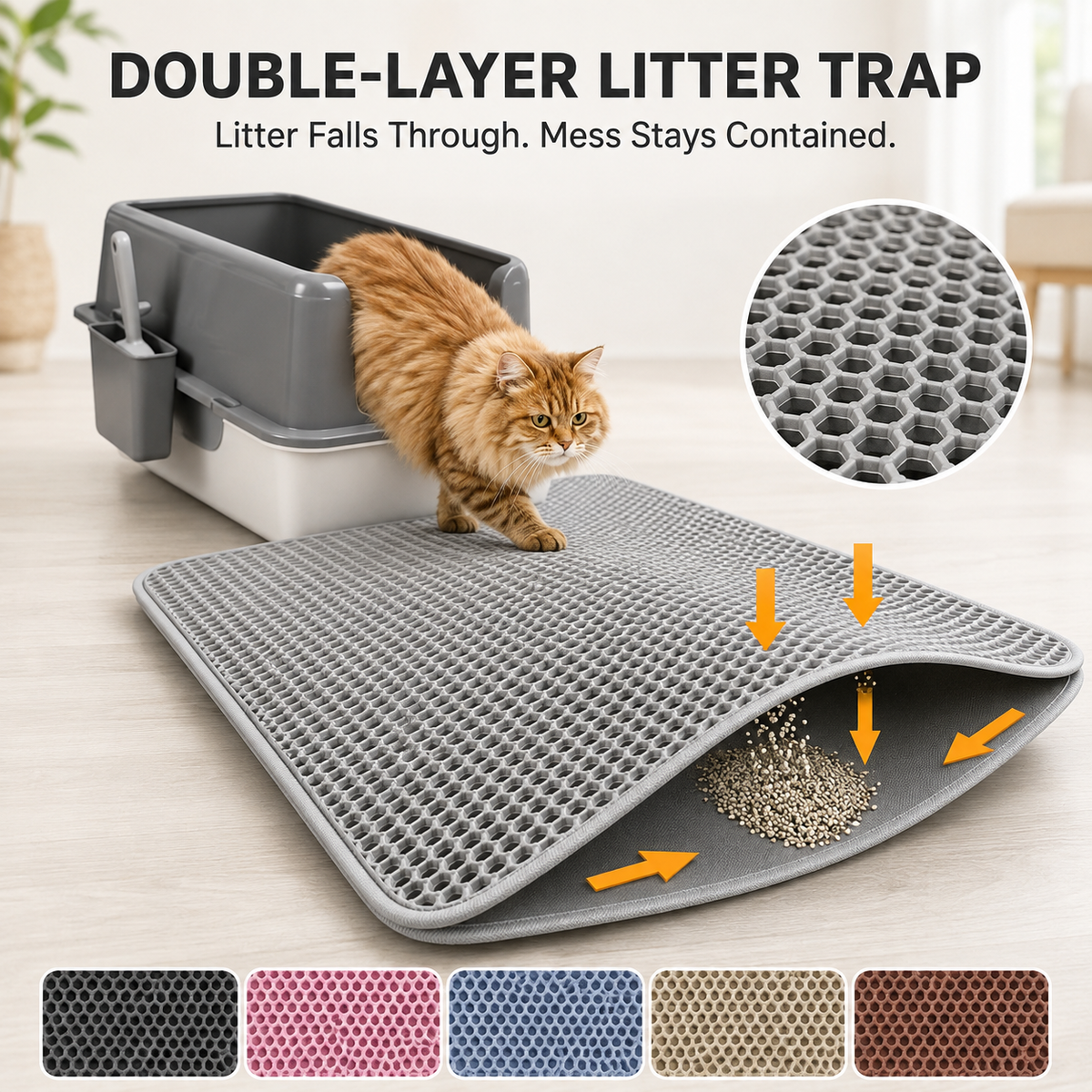 Double-Layer Waterproof Cat Litter Trapping Mat