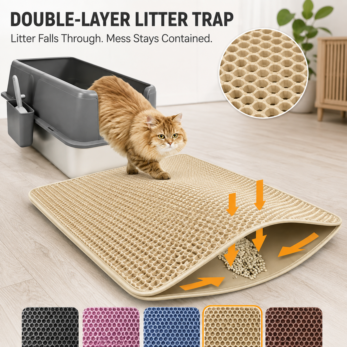 Double-Layer Waterproof Cat Litter Trapping Mat