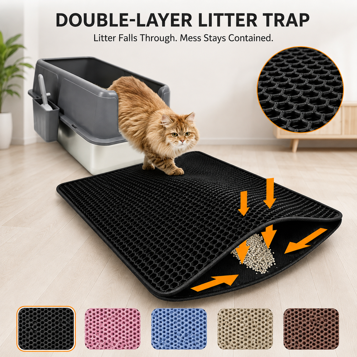 Double-Layer Waterproof Cat Litter Trapping Mat
