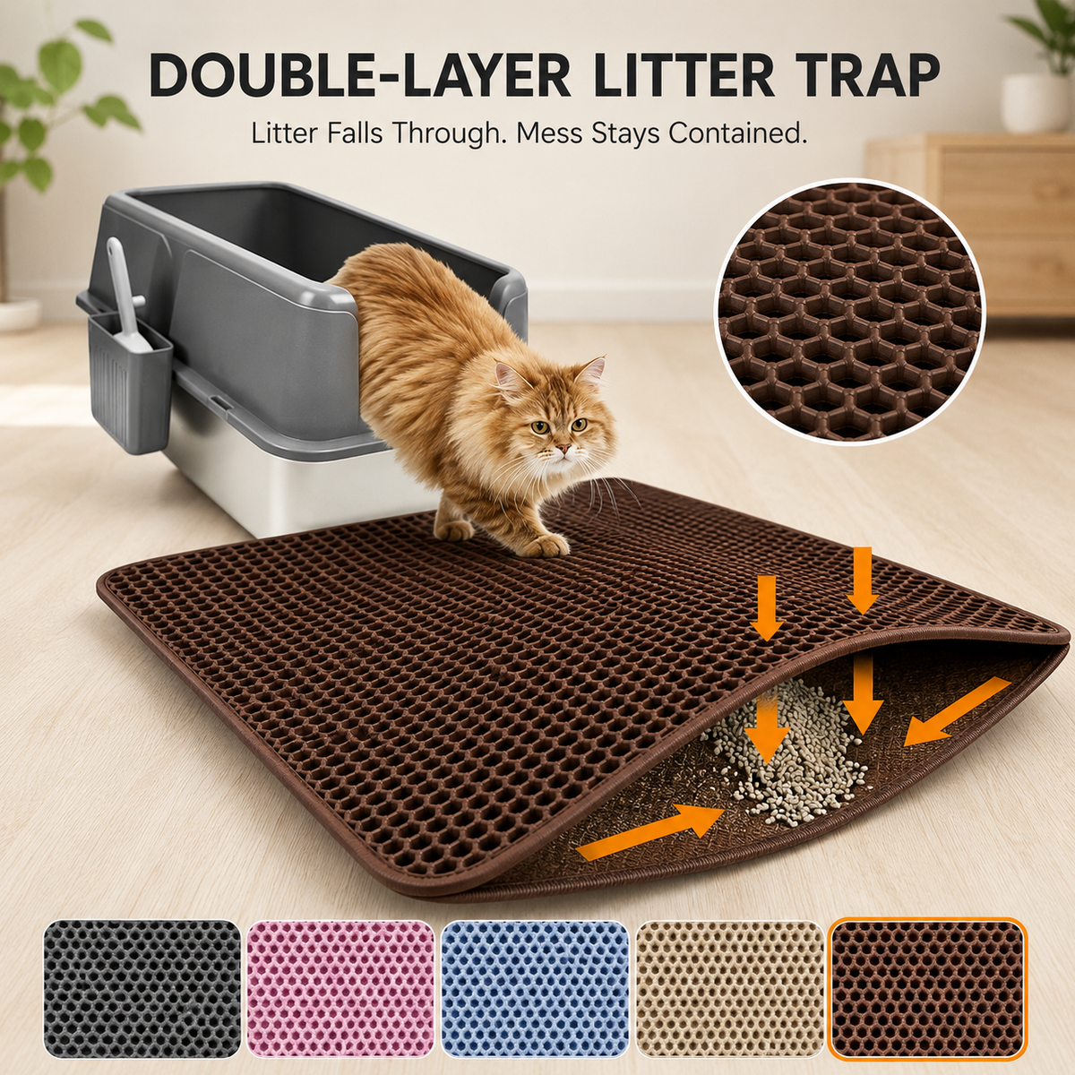 Double-Layer Waterproof Cat Litter Trapping Mat