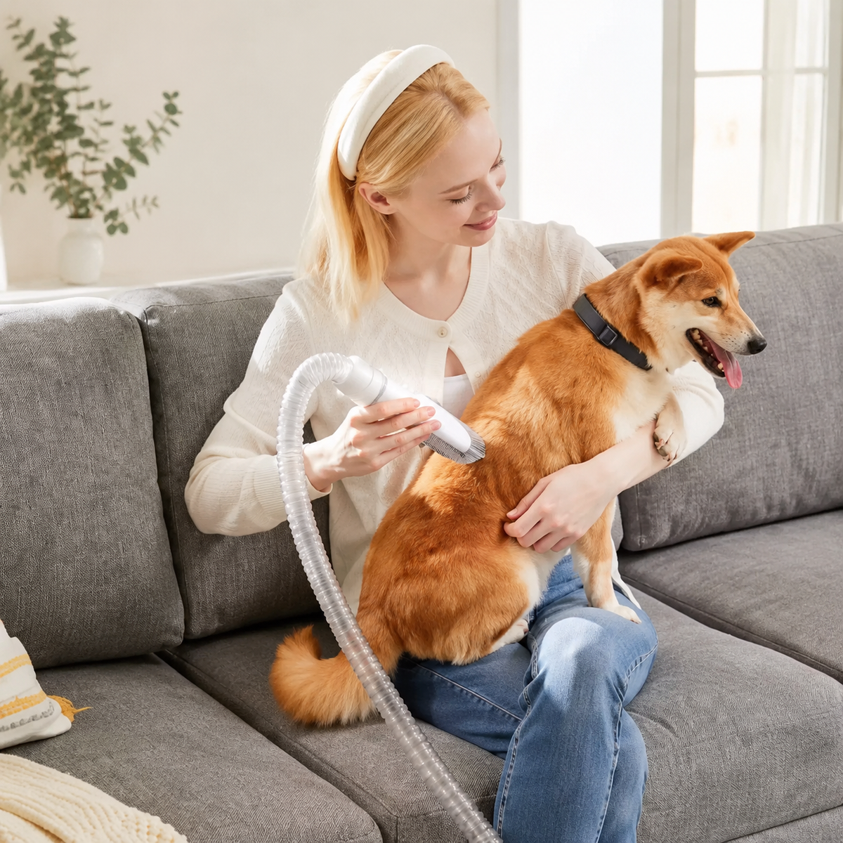 Cordless Pet Grooming Vacuum Kit with 5 Grooming Tools