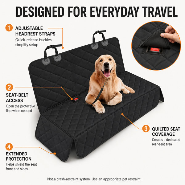 Waterproof Back Seat Cover for Dogs and Cats