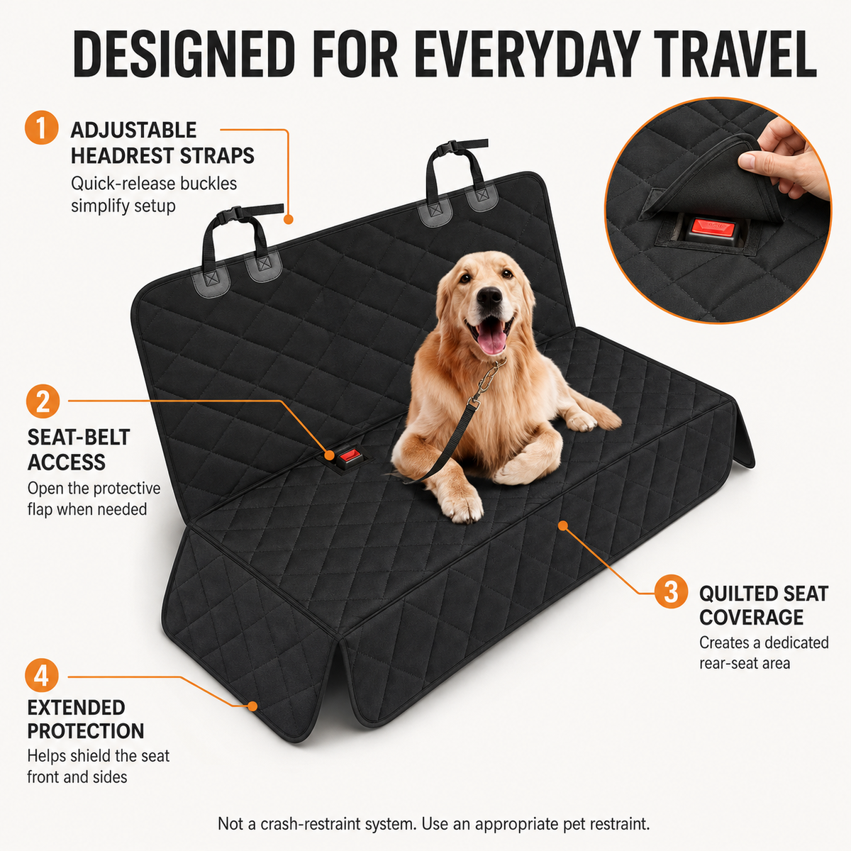 Waterproof Back Seat Cover for Dogs and Cats