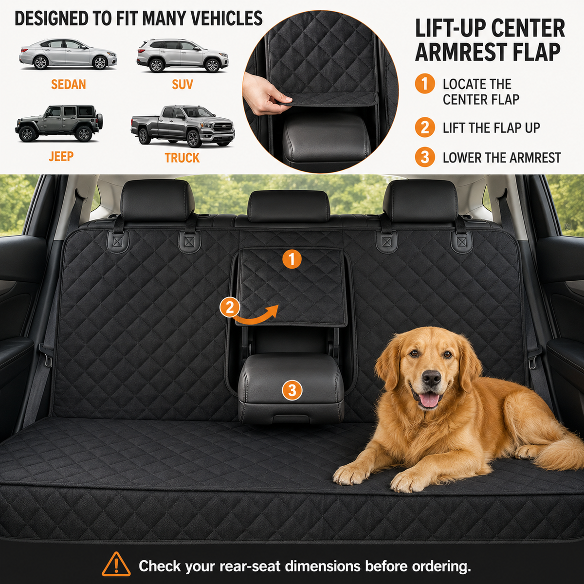 Waterproof Back Seat Cover for Dogs and Cats