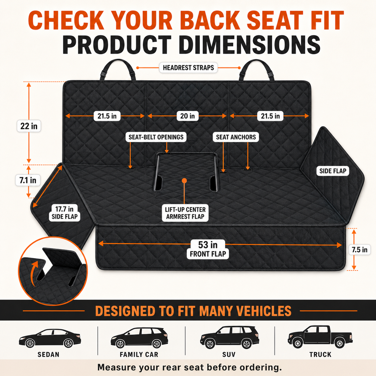 Waterproof Back Seat Cover for Dogs and Cats