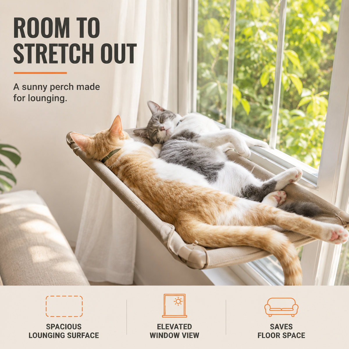 Cat Window Hammock with Climbing Frame