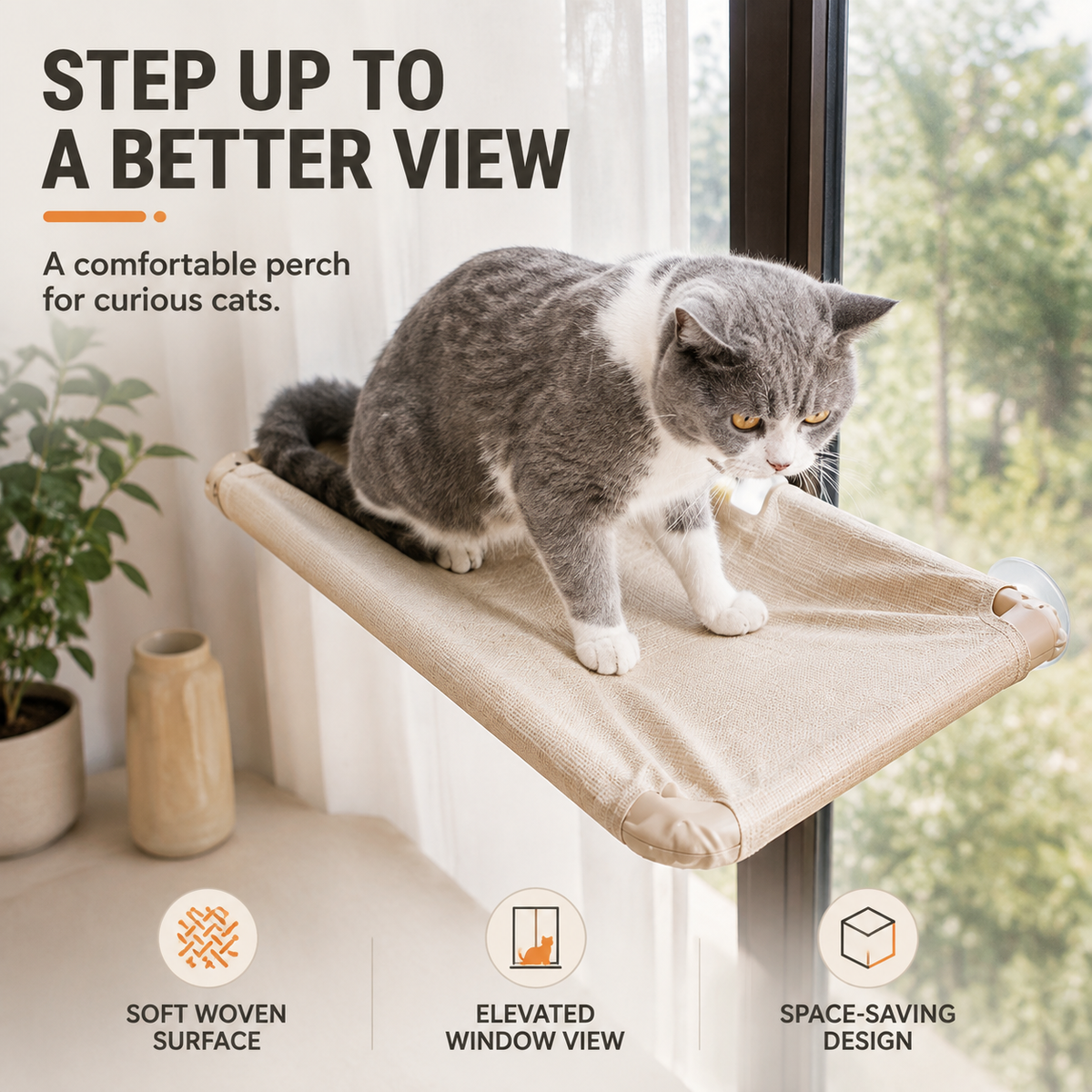 Cat Window Hammock with Climbing Frame