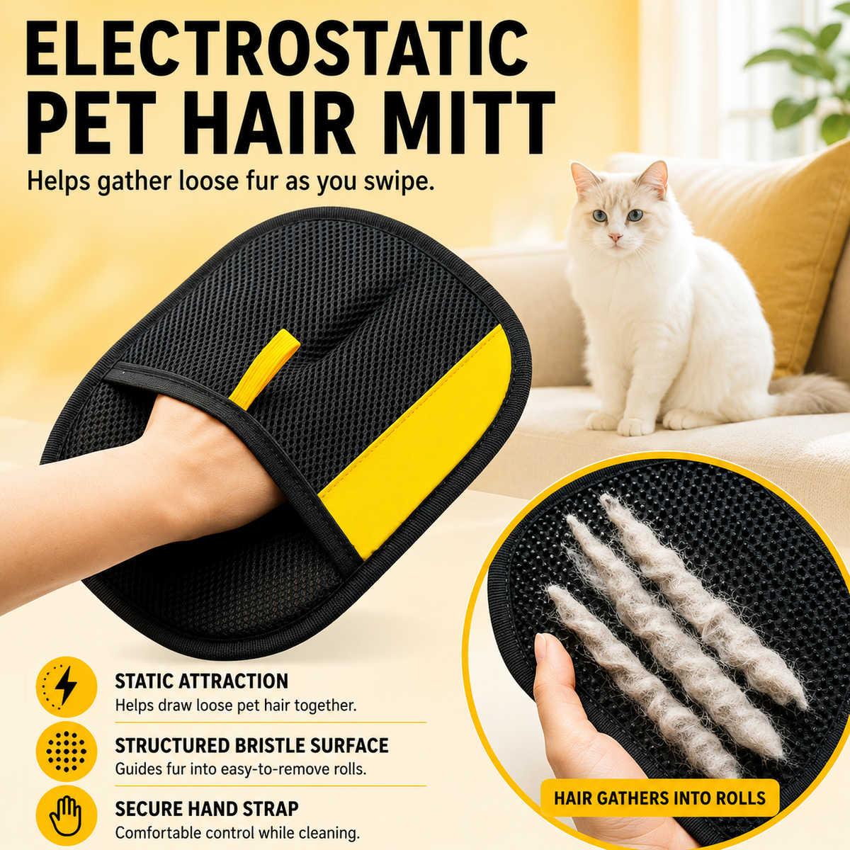 Electrostatic Pet Hair Removal Glove